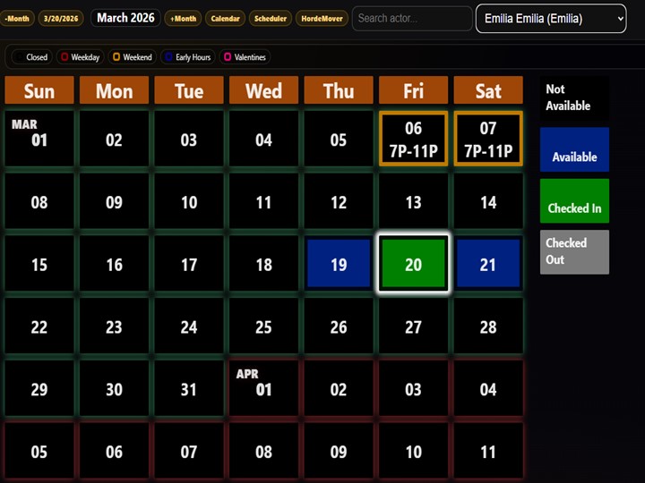 Actor Availability screenshot